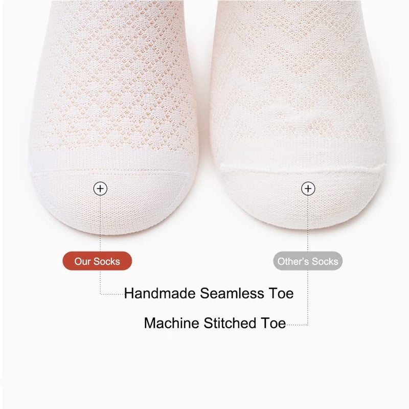 Looching Pack of 5 Mesh Thin Baby Girls Boys Cotton White Socks Toddler Kids No Show Ankle Socks 1-10T (6-8 Y, Mesh White) - Image 4